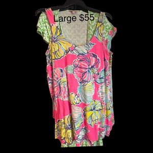Lilly Pulitzer Orange Pink Graphic Sleeveless Blouse